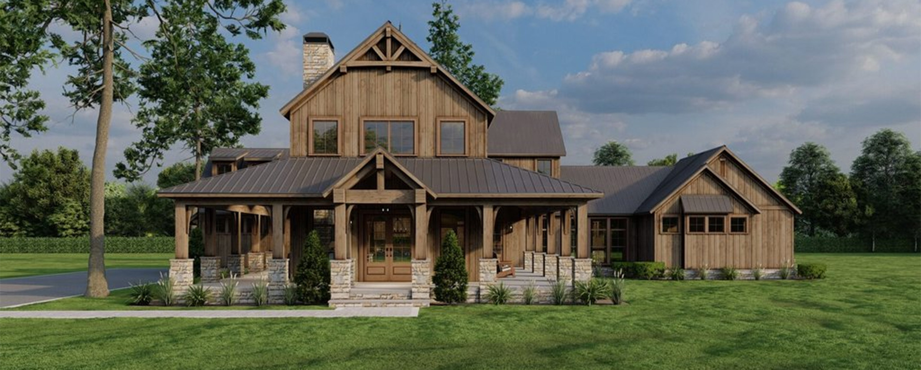 Farmhouse Home Plan with Mother In-Law Suite 923-340
