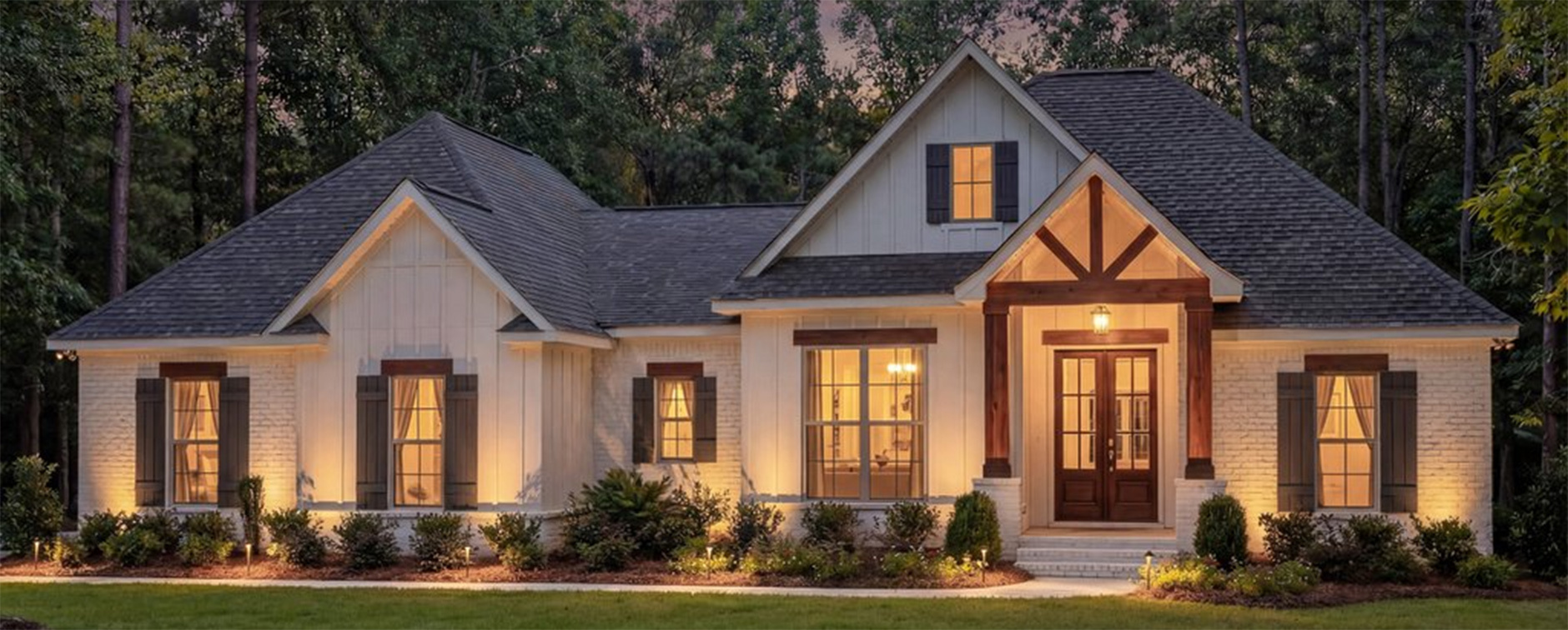 1 Story Modern Farmhouse Plan with Porch - Exterior