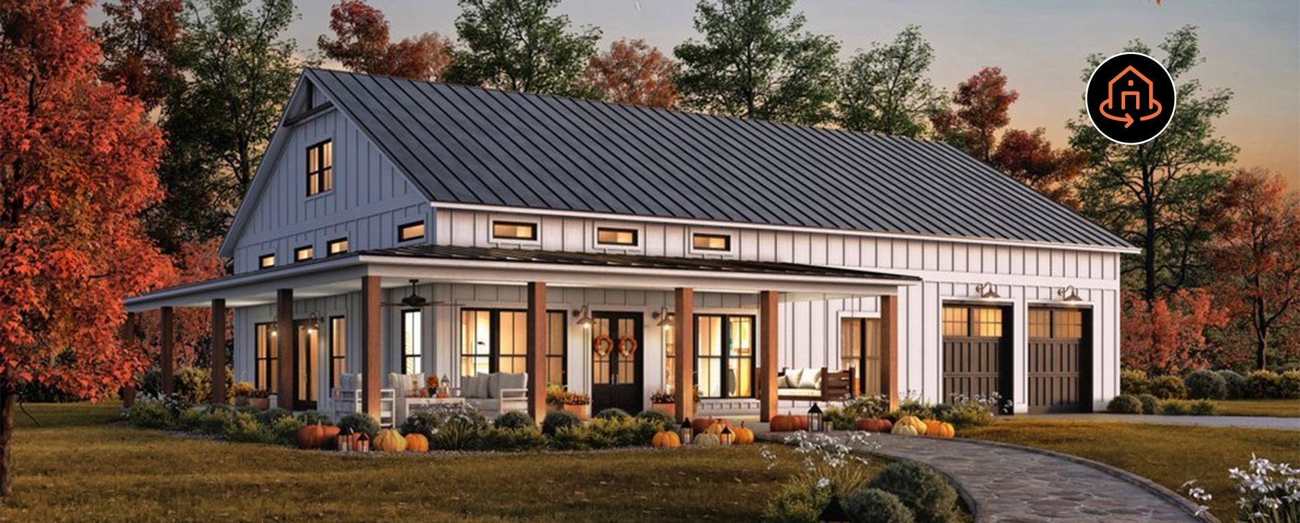 Barndominium home design with wraparound porch - Exterior
