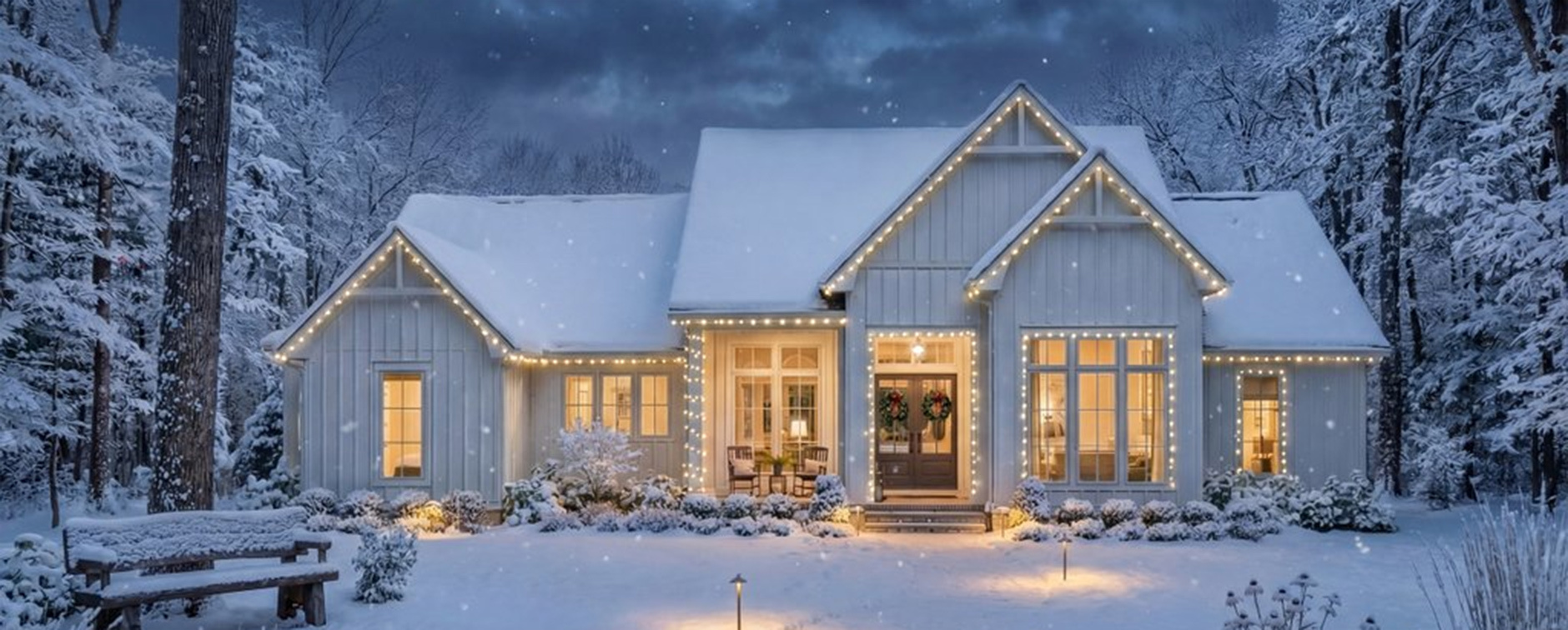 1 Story Farmhouse Plan with Festive Exterior - Exterior