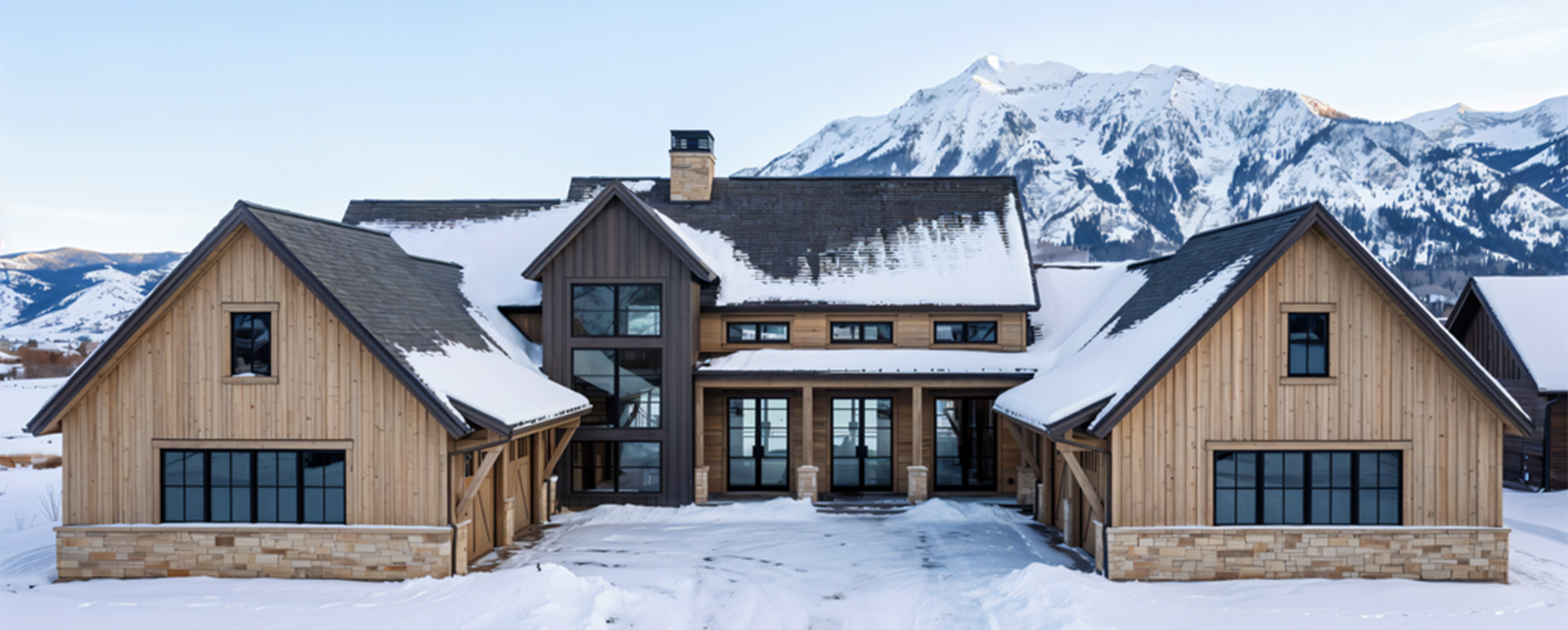 2 Story Modern Plan with Snowy Exterior - Exterior