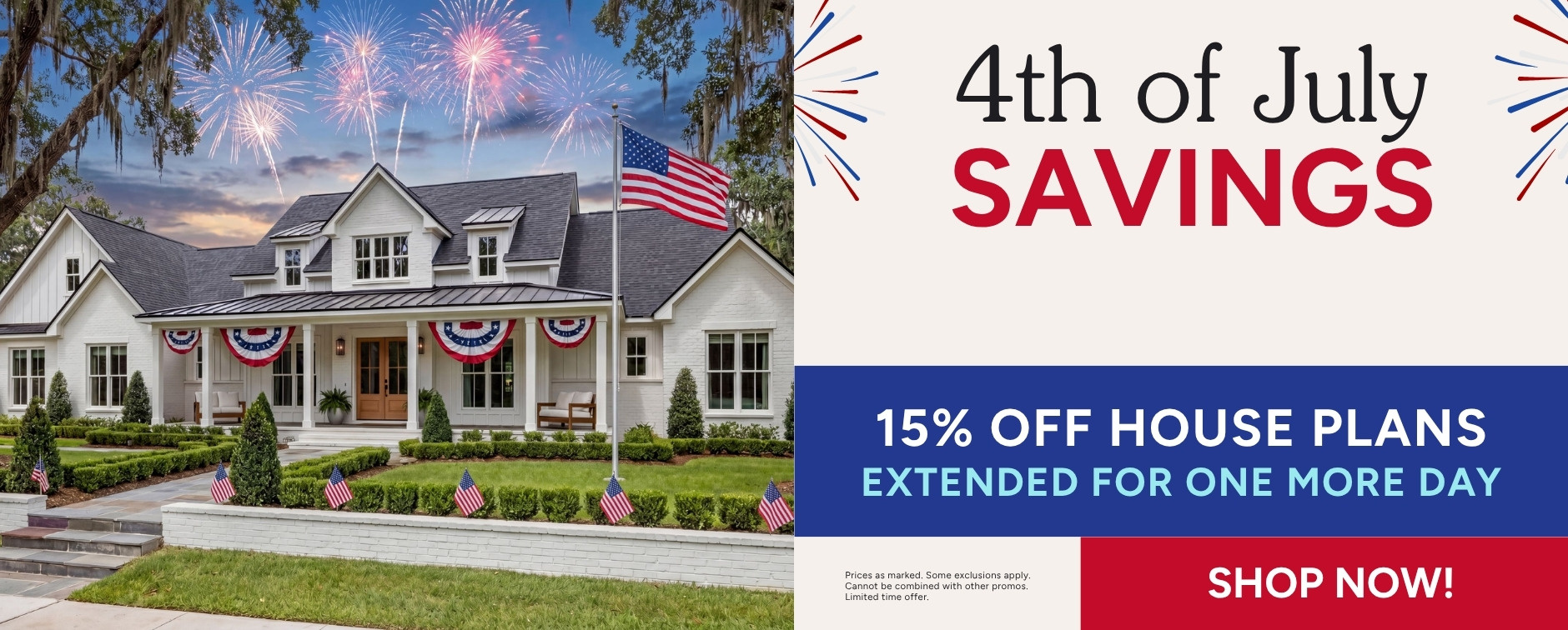 4th of July Sale: 15% Off House Plans Extended for One More Day - Exterior