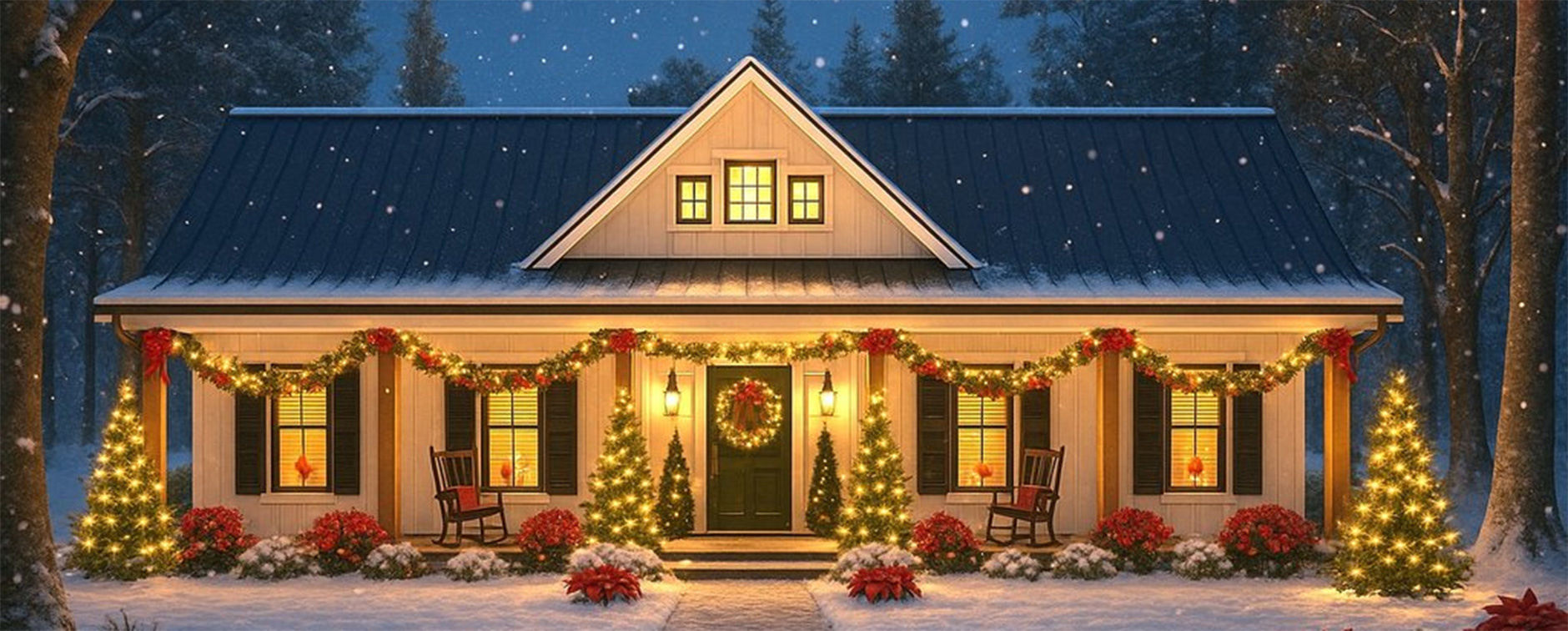 1 Story Farmhouse Plan with Festive Exterior - Exterior