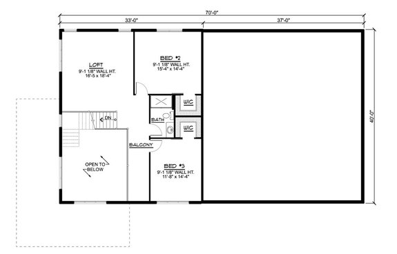 Three-Bedroom Barndo Plan with Loft