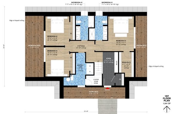 Small 3 Bedroom A-Frame Plan 933-16 - Main Floor Plan