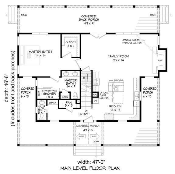 Farmhouse Style House Plan with Front Porch