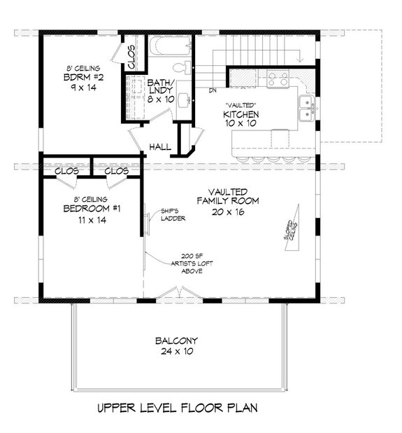 Modern Cabin Plan with Garage