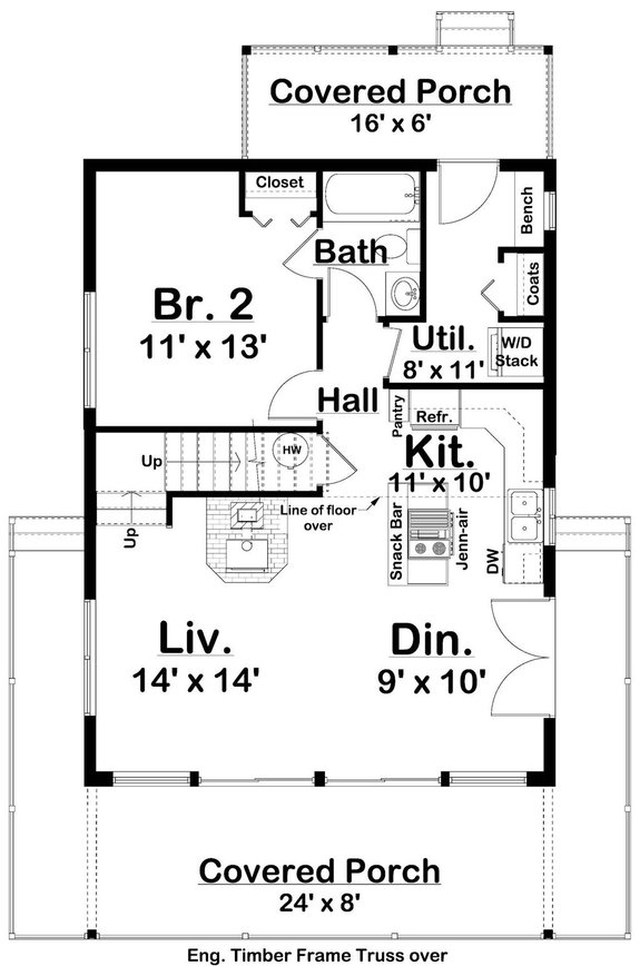 A Frame House Plan with Soaring Windows