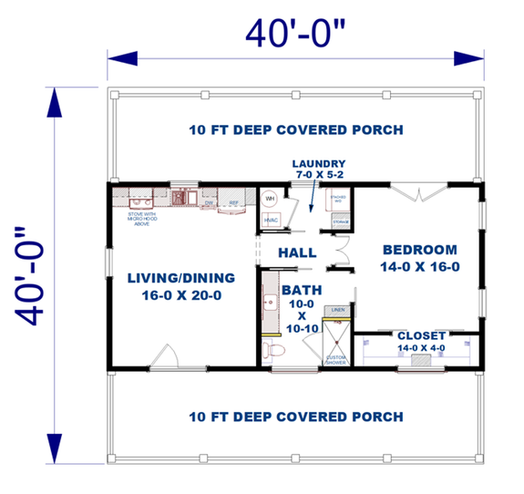 One-Bedroom Cottage Design