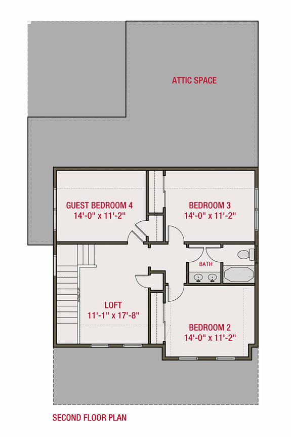 Narrow Farmhouse Plan 461-74 - Upper Floor Plan
