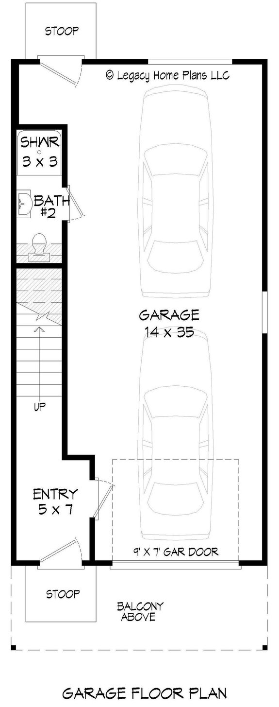 Narrow Garage Apartment Plan