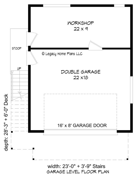 Garage Apartment Plan with Deck