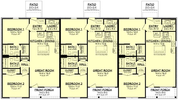 Farmhouse Triplex Plan