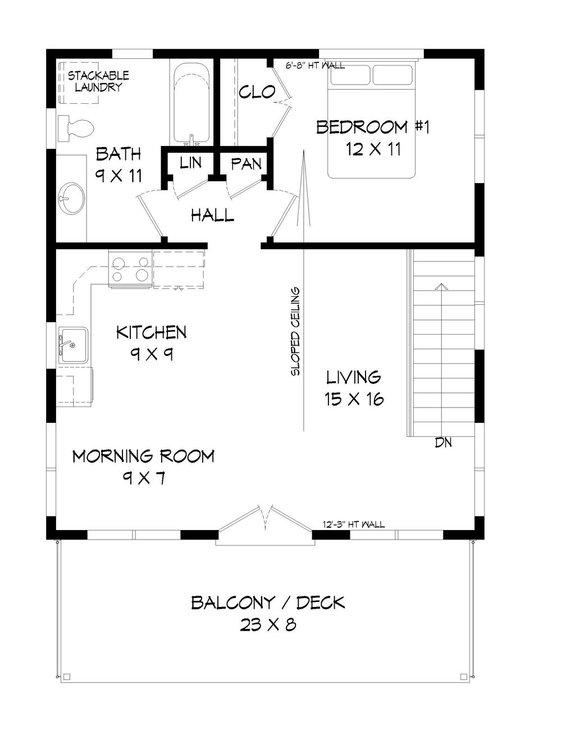 Garage Apartment Plan for Narrow Lot