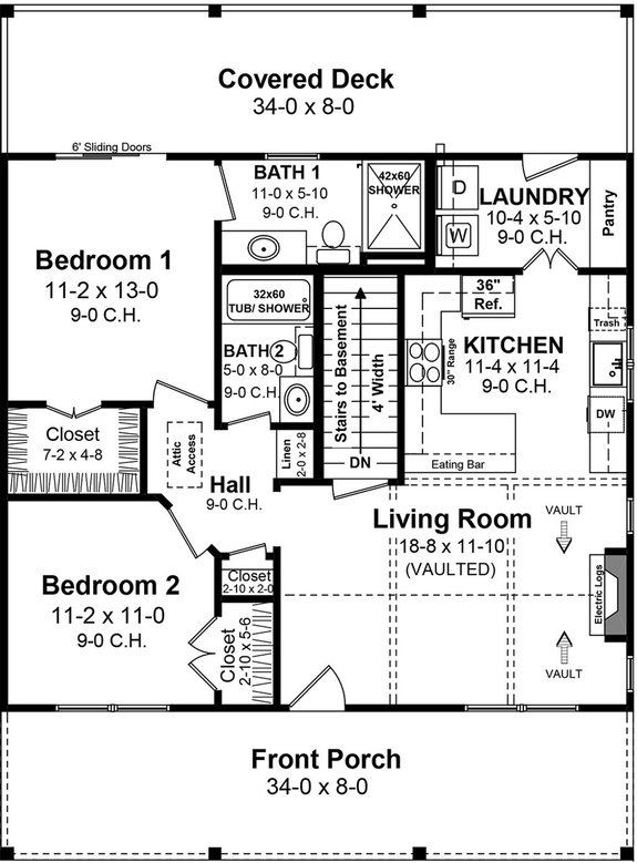 Farmhouse Plan with Walk-in Closets