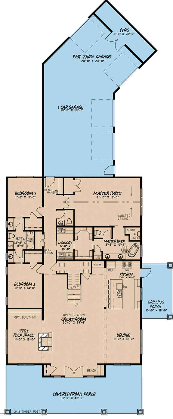Barndominium Plan with Wraparound Porch