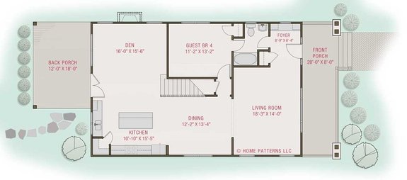 Narrow-Lot Craftsman House Plan