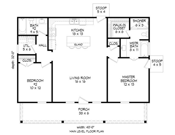 Cottage Style House Plan Beds Baths 1000 Sq/Ft Plan #21-168