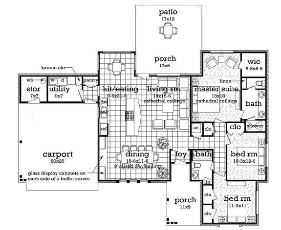 Open Concept Ranch Floor Plans, House Plans With Kitchen Facing Front