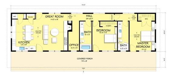 Small One Story 2 Bedroom Retirement House Plans