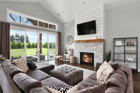 modern mansion living room with tv