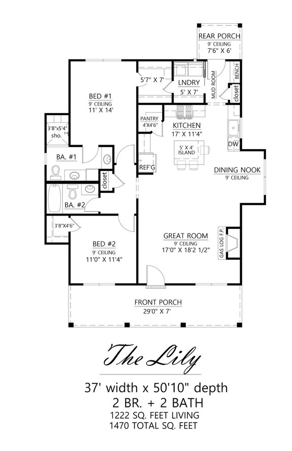 Two-Bedroom Farmhouse Plan