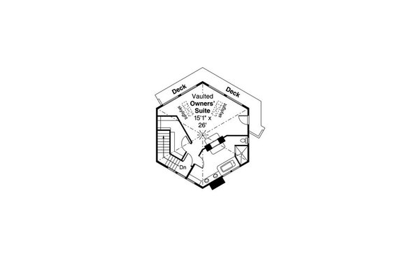 Luxury Hexagonal House Plan 124-1206 - Upper Floor Plan