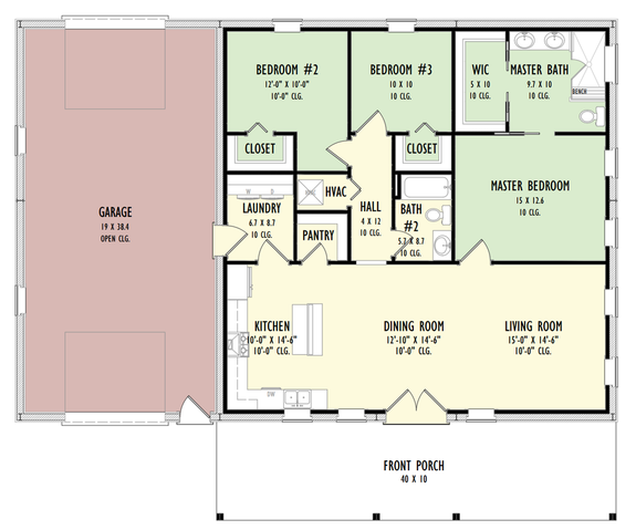 Three-Bedroom Design with Garage