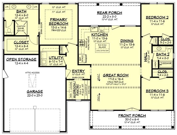 Must Have One Story Open Floor Plans, Single Story 3 Bedroom 3 Bath House Plans