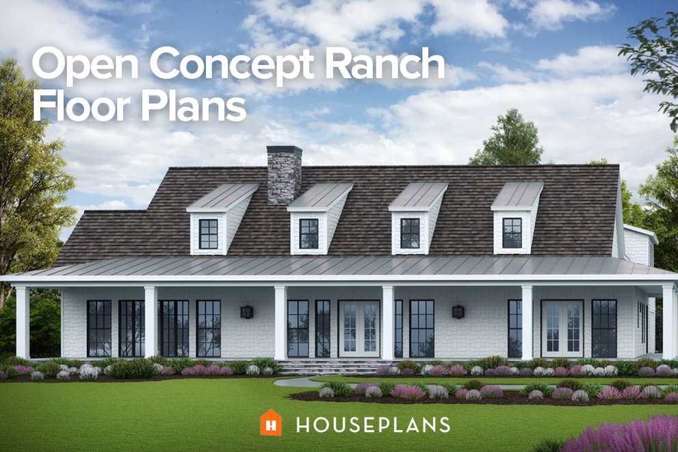 Open Concept Ranch Floor Plans, T Shaped Farmhouse Plans