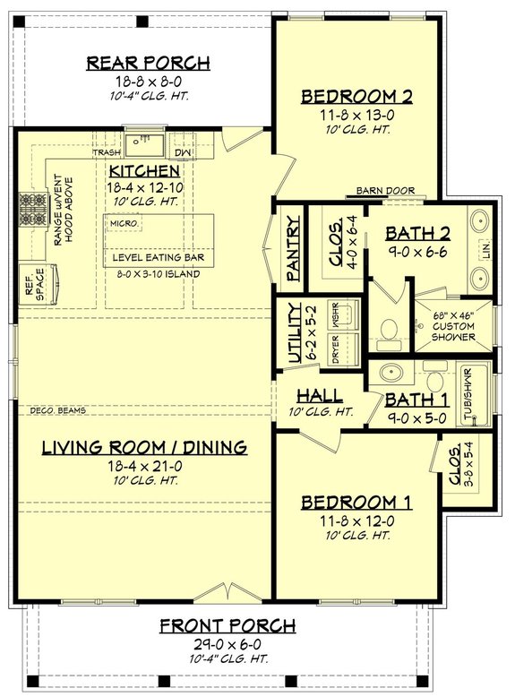 Small One Story 2 Bedroom Retirement, 4 Bedroom Single Story Open Concept One House Plans