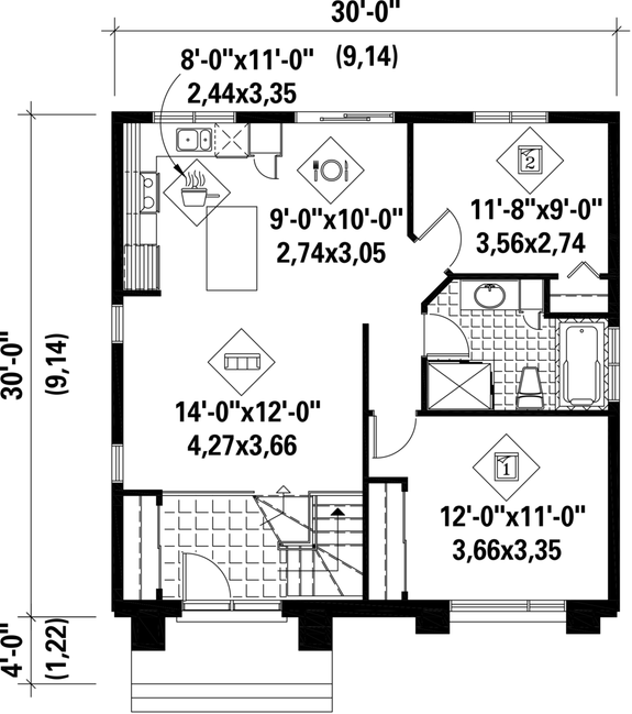 Small Two-Bedroom Plan