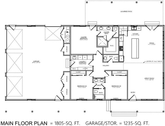 Simple Rectangle Ranch Home Plans