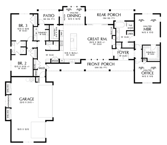 One-Story Plan with Office