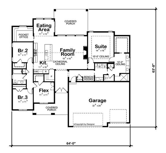 3 Car Garage House Plan with Flex Room