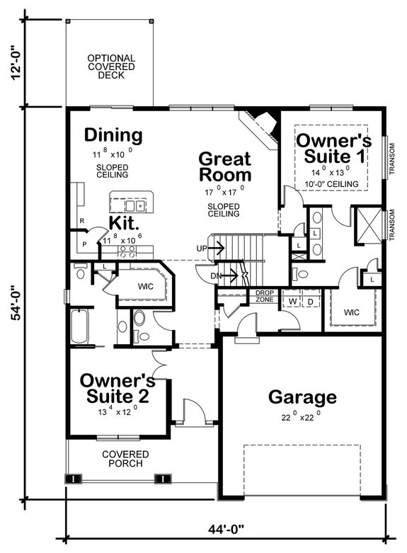 House Plan Design - Stylish One Story House Plans