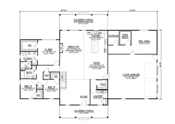 Simple Barndominium with Basement Plan