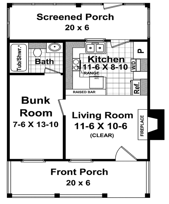 ADU Plan with Screened Porch