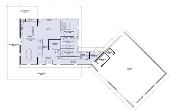 Country Plan with Four-Car Garage