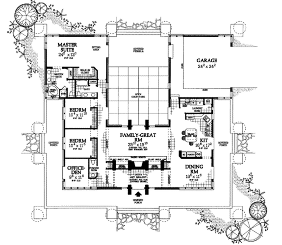Prairie Plan with Open Courtyard