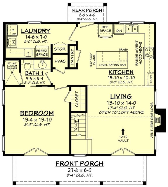 Cheap-to-Build Open Floor Plan with Porch