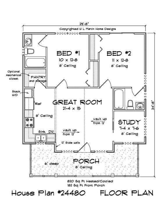 Cottage Plan with Study