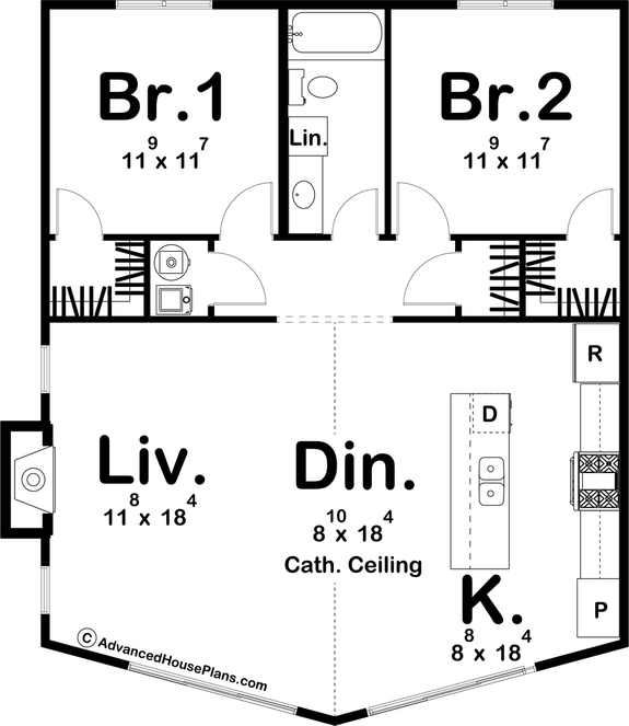 Two-Bedroom A-Frame Plan