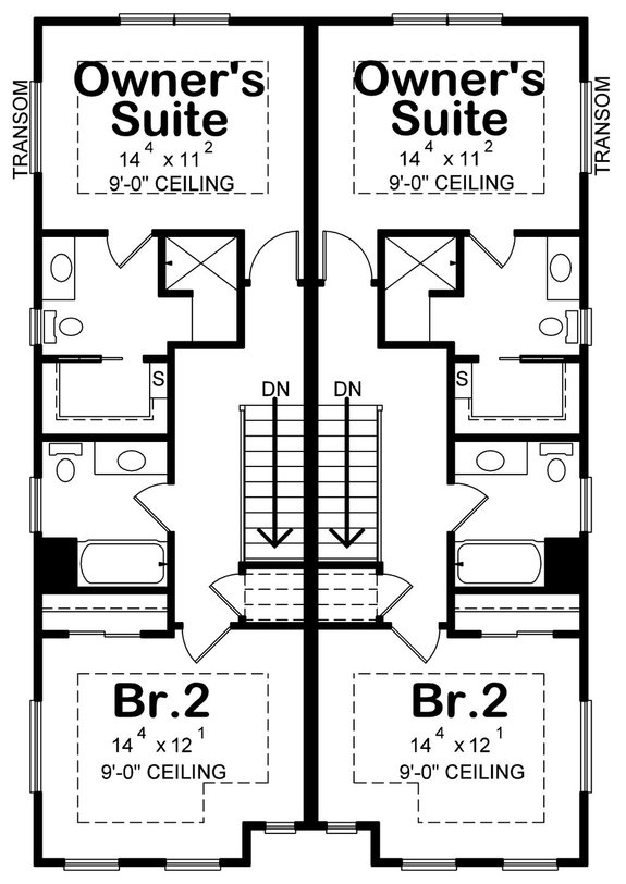 Farmhouse Duplex with a Porch and Deck