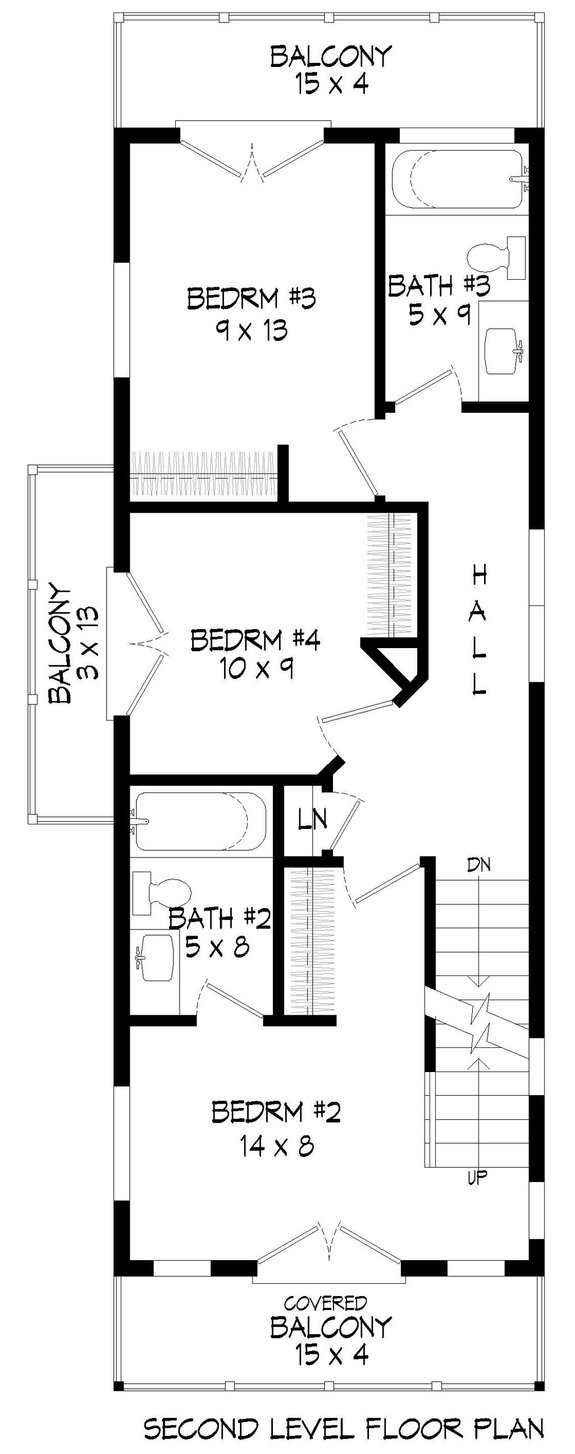 Narrow Lot House Plan with Rooftop Deck