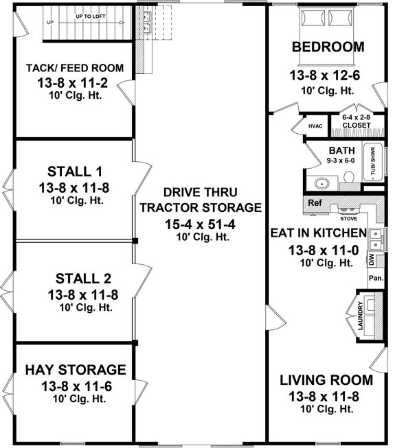 Barn-Style ADU Plan with Stalls
