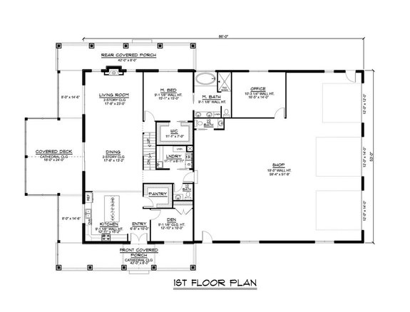 Barndominium with Basement Plan and Wraparound Deck