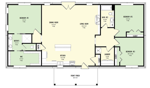 Simple Three-Bedroom Ranch Design