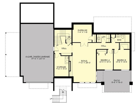 Hillside Four Car Garage House Plan