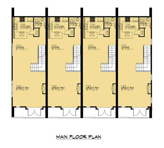 Contemporary Fourplex Plan